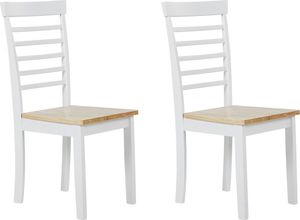 Beliani Zestaw 2 krzeseł do jadalni jasne drewno z białym BATTERSBY 1