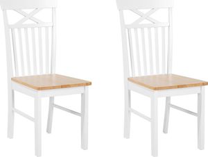 Beliani Zestaw 2 krzeseł do jadalni jasne drewno z białym HOUSTON 1