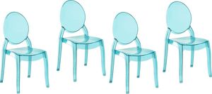 Beliani Zestaw 4 krzeseł do jadalni przezroczysty niebieski MERTON 1