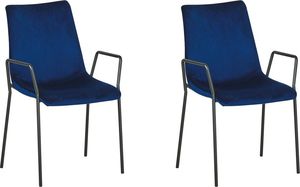 Beliani Zestaw 2 krzeseł do jadalni welurowy ciemnoniebieski JEFFERSON 1