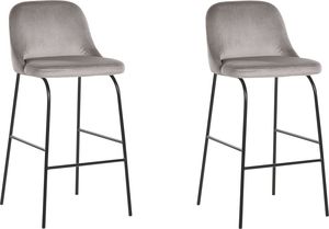 Beliani Zestaw 2 krzeseł barowych welurowy szary NEKOMA 1