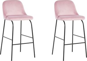 Beliani Zestaw 2 krzeseł barowych welurowy różowy NEKOMA 1
