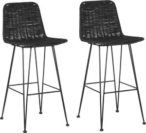 Beliani Zestaw 2 krzeseł barowych rattanowy czarny CASSITA 1