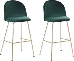 Beliani Zestaw 2 krzeseł barowych welurowy zielony ARCOLA 1