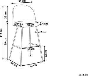 Beliani Zestaw 2 krzeseł barowych welurowy zielony ARCOLA 8
