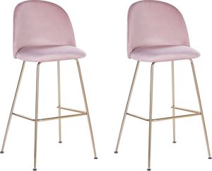 Beliani Zestaw 2 krzeseł barowych welurowy różowy ARCOLA 1