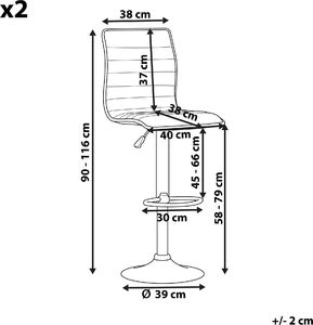 Beliani Zestaw 2 hokerów barowych beżowy LUCERNE 9