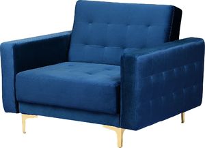 Beliani Fotel welurowy niebieski ABERDEEN 2