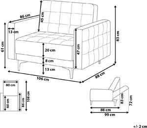 Beliani Fotel welurowy niebieski ABERDEEN 7