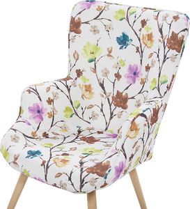 Beliani Fotel z podnóżkiem w kwiaty kremowy VEJLE 4