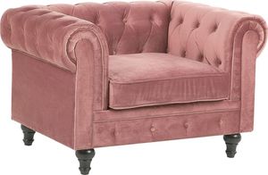 Beliani Fotel welurowy różowy CHESTERFIELD 1