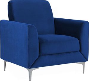 Beliani Fotel welurowy niebieski FENES 1