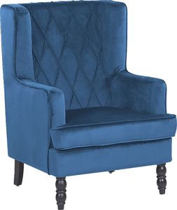 Beliani Welurowy fotel z podnóżkiem niebieski SANDSET 2