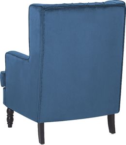 Beliani Welurowy fotel z podnóżkiem niebieski SANDSET 4