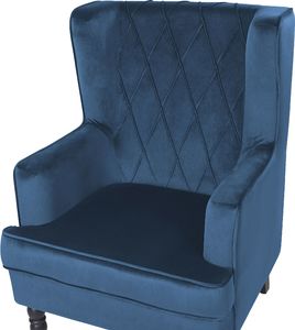 Beliani Welurowy fotel z podnóżkiem niebieski SANDSET 5