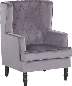 Beliani Welurowy fotel z podnóżkiem szary SANDSET 2