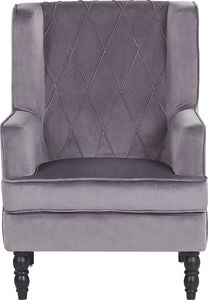 Beliani Welurowy fotel z podnóżkiem szary SANDSET 3