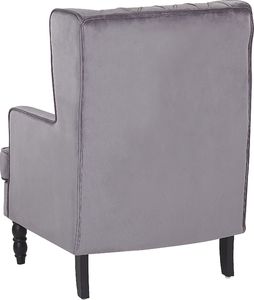 Beliani Welurowy fotel z podnóżkiem szary SANDSET 4