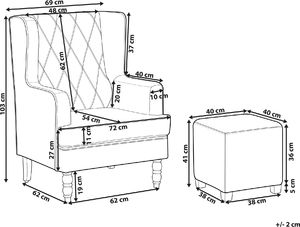 Beliani Welurowy fotel z podnóżkiem szary SANDSET 9