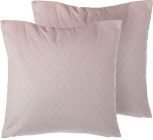 Beliani Zestaw 2 poduszek dekoracyjnych welurowych w romby 45 x 45 cm różowy PASQUE 1