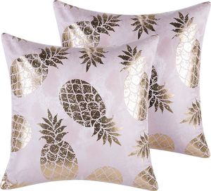 Beliani Zestaw 2 poduszek dekoracyjnych w ananasy 45 x 45 cm różowy ASTILBE 1