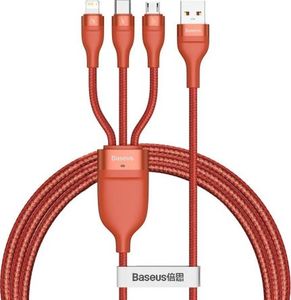 Kabel USB Baseus USB-A - USB-C + microUSB + Lightning 1.2 m Pomarańczowy (CA1T3-07) 1