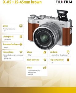 Aparat cyfrowy Fujifilm Fujifilm X-A5 + 15-45mm brązowy 5