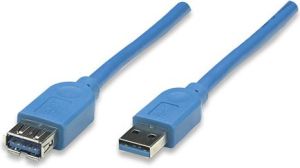 Kabel USB Manhattan USB-A - USB-A 3 m Niebieski (322447) 1