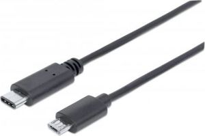 Kabel USB Manhattan USB-C - microUSB 1 m Czarny (353311) 1