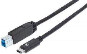 Kabel USB Manhattan Wtyczka prosta USB-C - 1 m Czarny (353380) 1