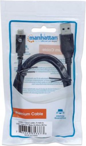 Kabel USB Manhattan USB-A - USB-C 1 m Czarny (353373) 3