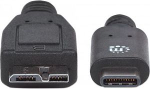 Kabel USB Manhattan USB-C - USB-C 1 m Czarny (353397) 2