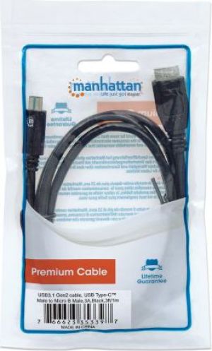 Kabel USB Manhattan USB-C - USB-C 1 m Czarny (353397) 4