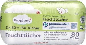 Babydream Chusteczki Nawilżone z Aloesem 2x80 szt 1