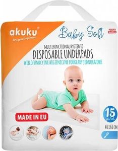 Akuku AKUKU Podkład Jednorazowy Baby Soft 40x60cm 15 szt. 1