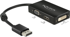 Adapter AV Delock DisplayPort - HDMI - D-Sub (VGA) - DVI-D czarny (62656) 1