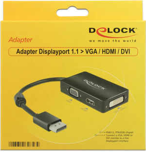 Adapter AV Delock DisplayPort - HDMI - D-Sub (VGA) - DVI-D czarny (62656) 2