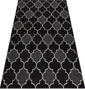 Dywany Łuszczów DYWAN SZNURKOWY SIZAL FLOORLUX 20607 , koniczyna marokańska, trellis czarny / srebrny, 200x290 cm 1