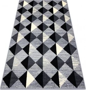 Dywany Łuszczów Dywan BCF BASE 3987 Trigone, trójkąty, kwadraty, geometryczny szary / kość słoniowa, 185 x 270 cm 1