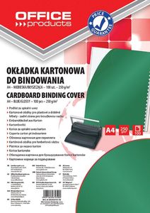 Office Products Okładki do bindowania OFFICE PRODUCTS, karton, A4, 250gsm, błyszczące, 100szt., zielone 1
