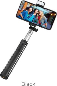 Selfie stick Hoco HOCO uchwyt selfie stick z pilotem bezprzewodowym + lampa K10A Magnificent 1,1 metr czarny 1