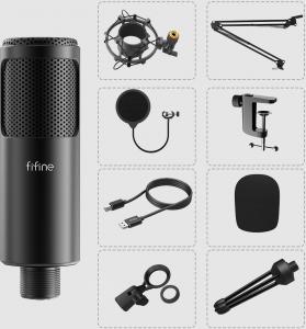 Mikrofon Fifine USB F1 Game ze statywem, pop, filtr 3
