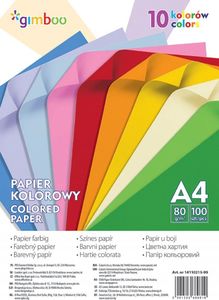 Gimboo Papier kolorowy GIMBOO, A4, 100 arkuszy, 80gsm, 10 kolorów neonowych 1