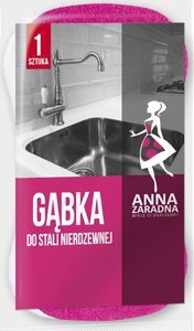 Anna Zaradna Gąbka do zmywania stali nierdzewnej ANNA ZARADNA, 1 szt., różowy, pomarańczowy + biała pianka 1