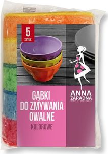 Anna Zaradna Gąbki do zmywania ANNA ZARADNA, owalne kolorowe, 5szt., mix 1