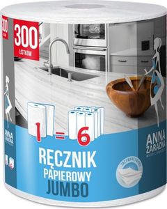 Anna Zaradna Ręcznik papierowy ANNA ZARADNA, jumbo, 300 listków, biały z niebieskim tłoczeniem 1