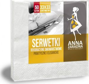 Anna Zaradna Serwetki ANNA ZARADNA, dwuwarstwowe, składane, 33x33cm, 50 szt., białe, biały 1