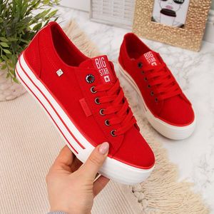 Big Star Trampki damskie na platformie czerwone Big Star HH274053 41 1