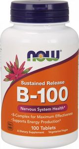 NOW Foods NOW Foods - Witamina B-100 o Przedłużonym Uwalnianiu, 100 tabletek 1