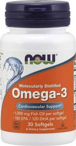 NOW Foods NOW Foods - Omega-3, Molekularnie Destylowany Ojek Rybny, 30 kapsułek miękkich 1